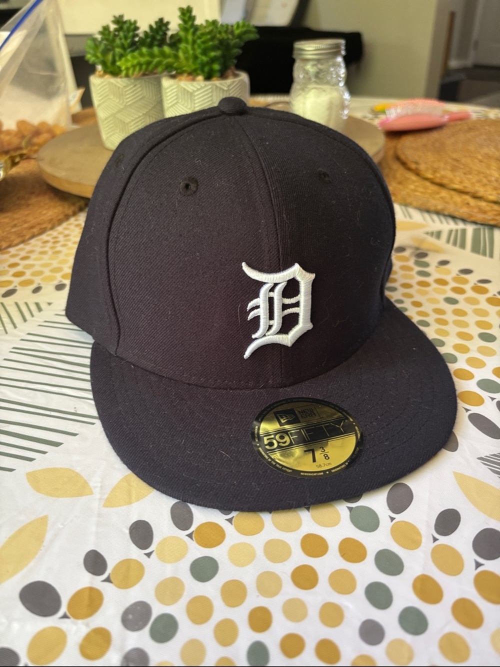 New Era Black Fitted Cap with White Detroit D Logo